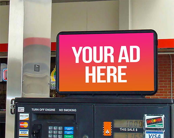 Digital screen at a gas station