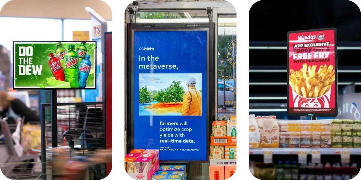 Digital screens in grocery and convenience stores